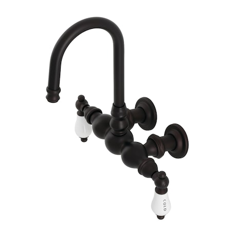 Kingston Brass CA3T5 3-3/8" Tub Wall Mount Clawfoot Tub Faucet, Oil Rubbed Bronze CA3T5